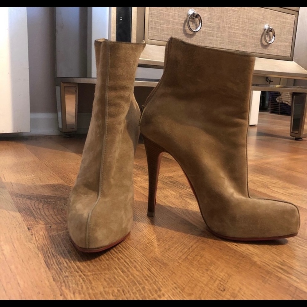 christian louboutin beige bootie